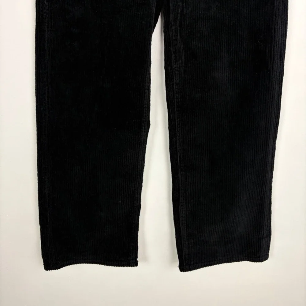 AG Cherise Crop Wide Leg Corduroy Jeans Super Black Mid Rise Plush Size 24